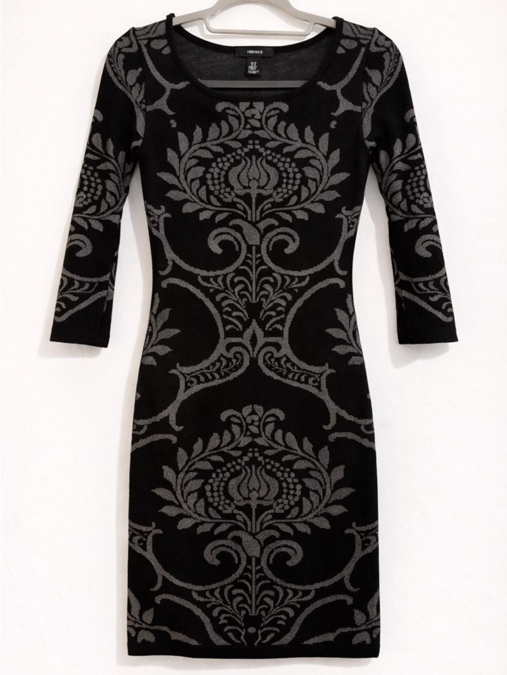 Black & Gray Damask Sweater Dress